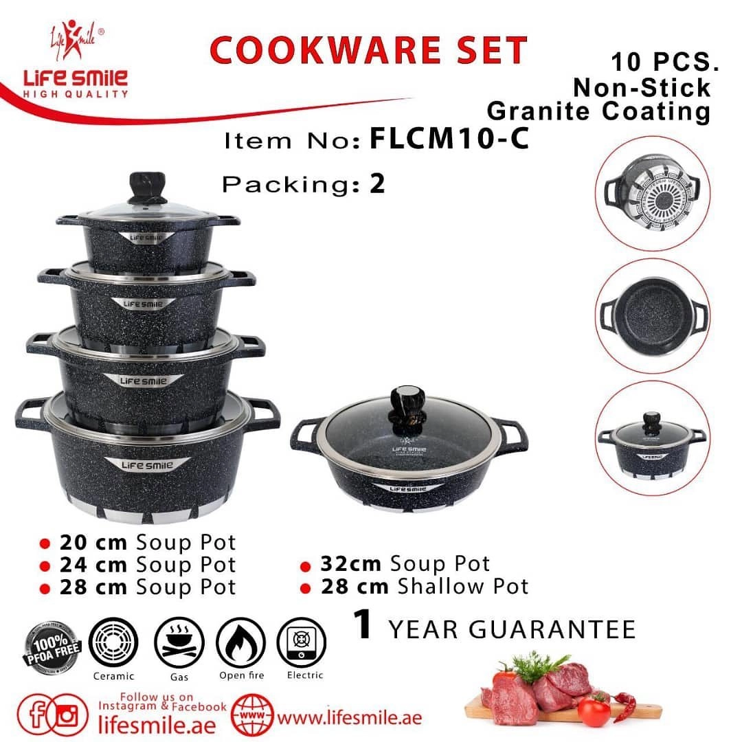 قیمت و خرید سرویس قابلمه 10 پارچه لایف اسمایل مدل FLCM-10 LIFE SMILE FLCM10 Cookware Set